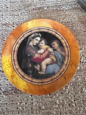 Repro “Madonna Della Seggiola” by Raphael Renaissance Art Plate Handpainted 7.5”